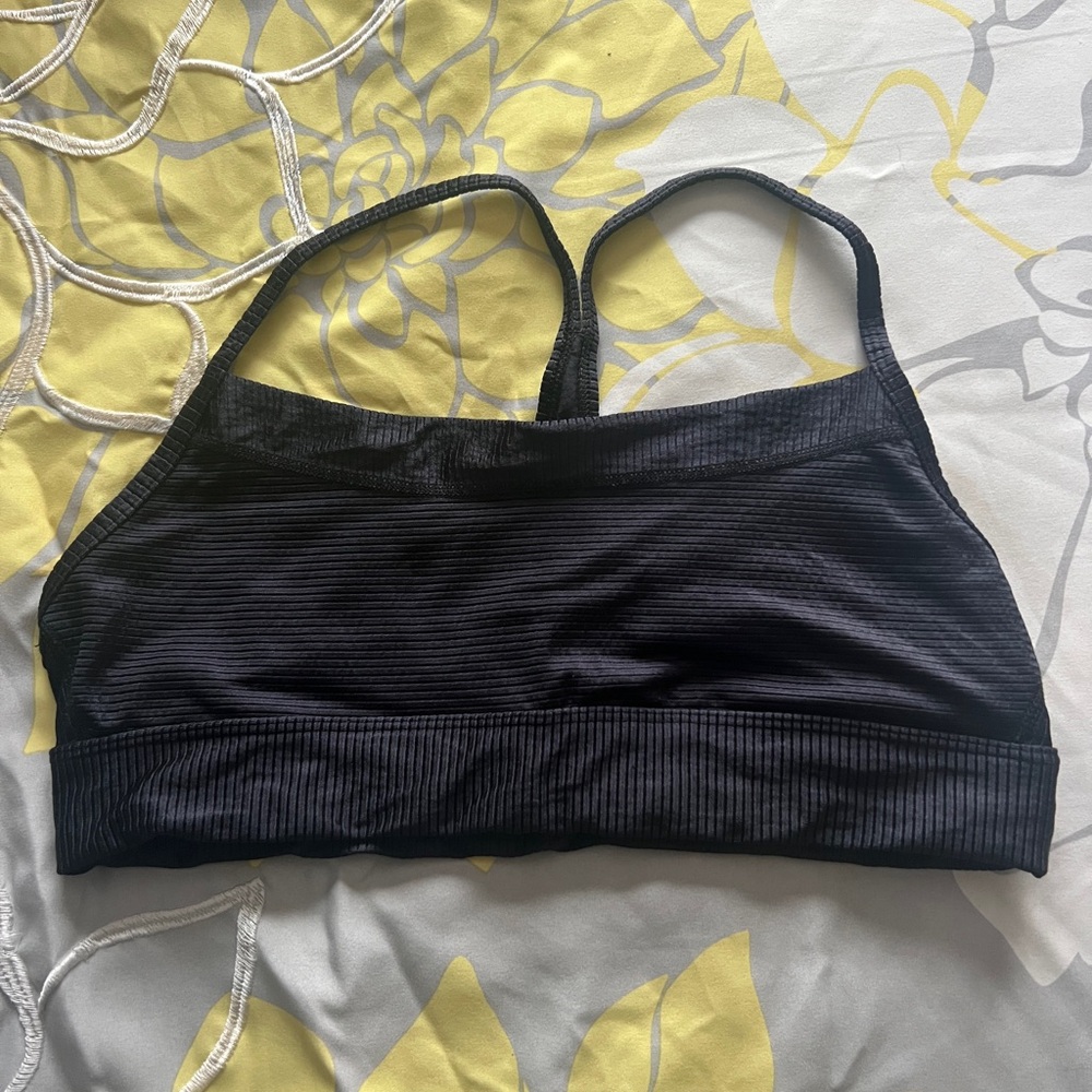 Alala Black Ribbed Sports Bra